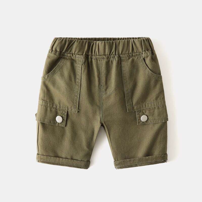 Baby pojkar kläder sommar barn shorts coola pojke kort stil byxor ren bomull mjuk elastisk midja halvbyxor: Grön / 3t