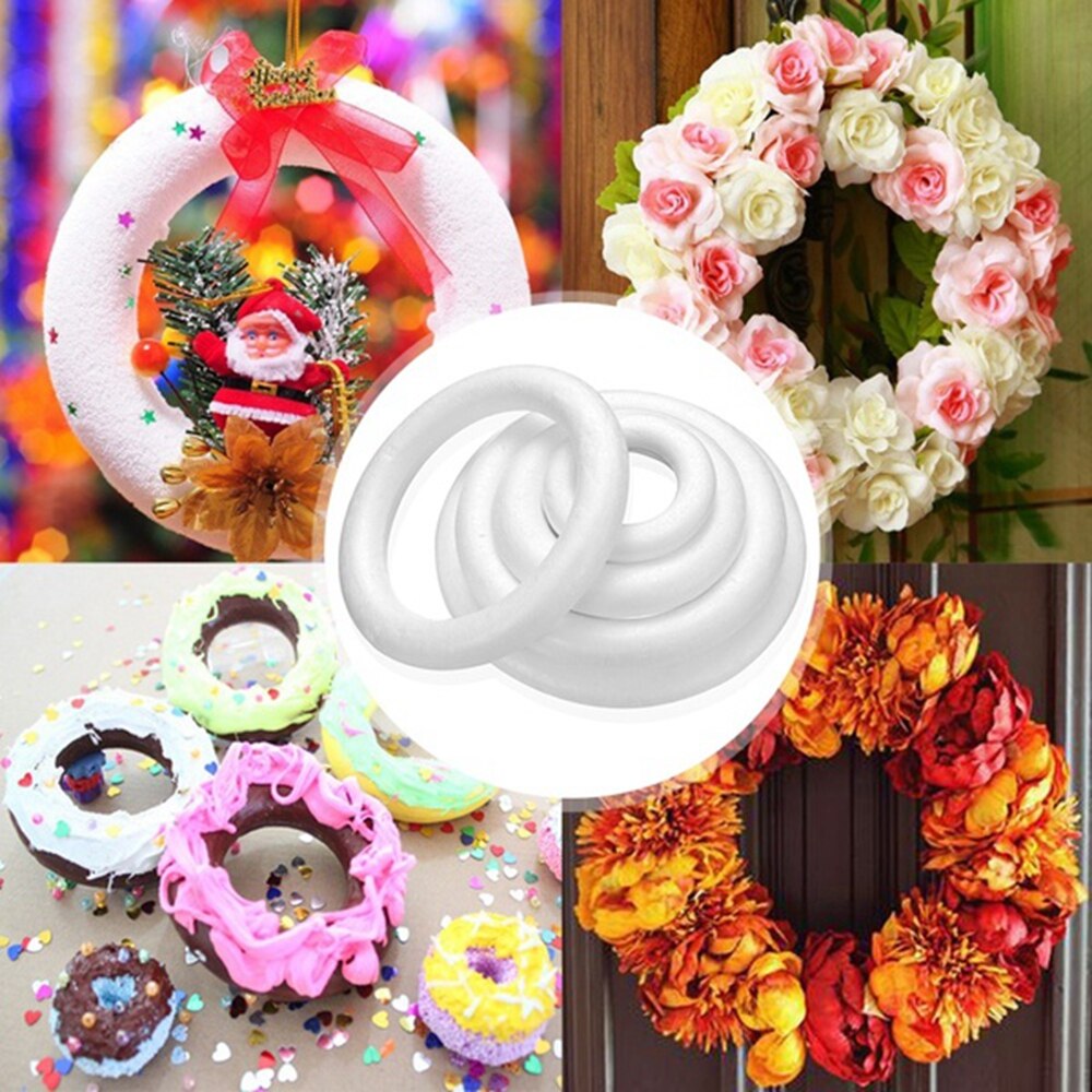 1Pc Round Foam Ring XMAS Polystyrene Styrofoam Foam Ring For Craft DIY Accessory Handmade Wedding Party Decorations Home Supplie