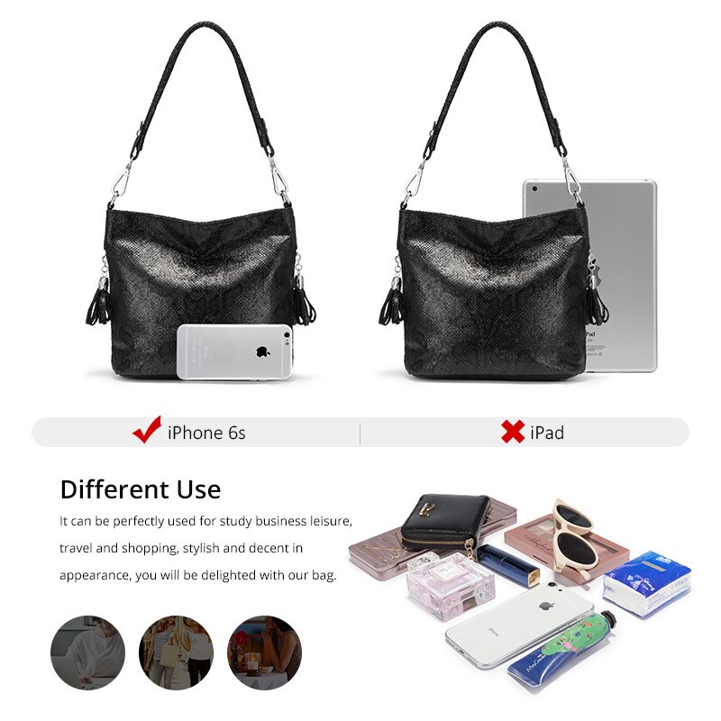 REALER schulter taschen für frauen luxus handtasche frauen taschen große Hobos mit quaste Ebene Drucke Pu leder