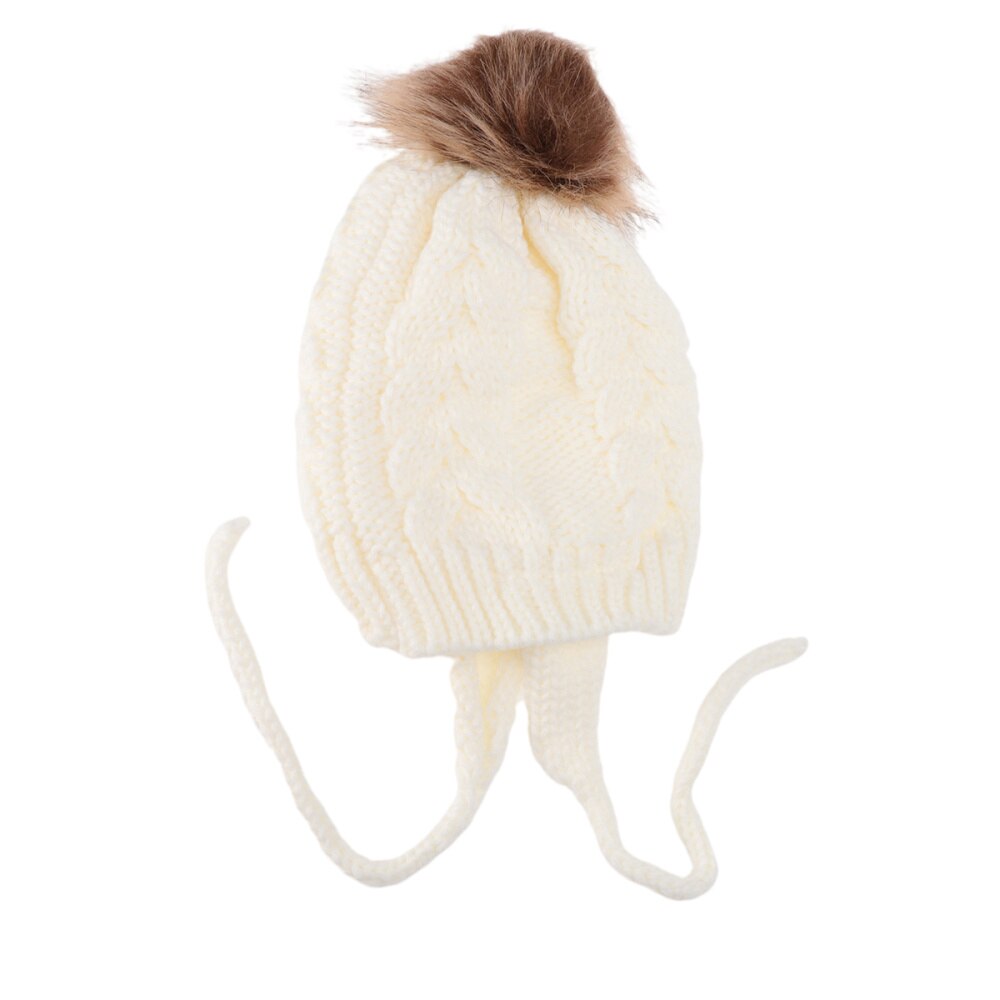 Gevlochten Gebreide Hoed Baby Haak Beanie Cap Winter Warme Muts Hoofdtooi (Zwart): White