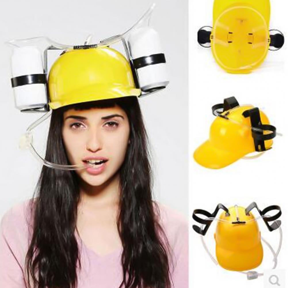 Casco para beber cerveza y refresco, sombrero para de cumpleaños, juguete único y fresco, bebida manos libres, juguete minero, novedad de