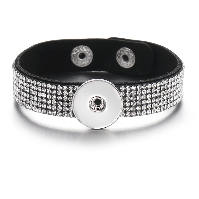 SE0216 Gradient Multilayer Fluwelen Strass Armband 18Mm Snap Armbanden Fit 18Mm Snap Knoppen Snap Sieraden: black-crystal