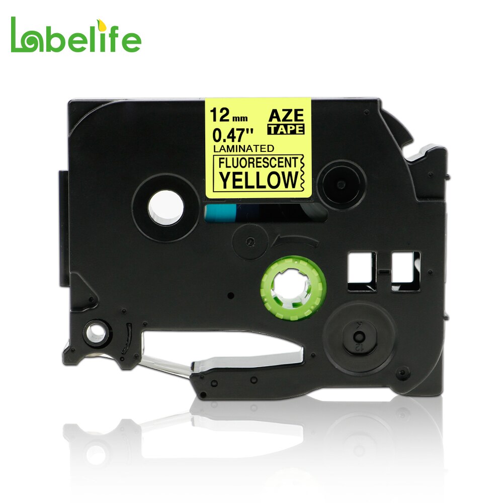 Labelife TZe-C31 Fluorescerende Zwart Op Geel Adhensive Label Tape12mmX5m Compatibel Brother P-Touch Label Printer PT-D200