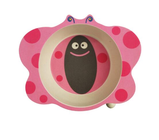 Cartoon Bamboe Servies Dier Babyvoeding Voedsel Kom Zuigeling Kids Plaat Milieuvriendelijke Leuke Kinderen Baby Eten Voedsel Kom Plaat: butterfly