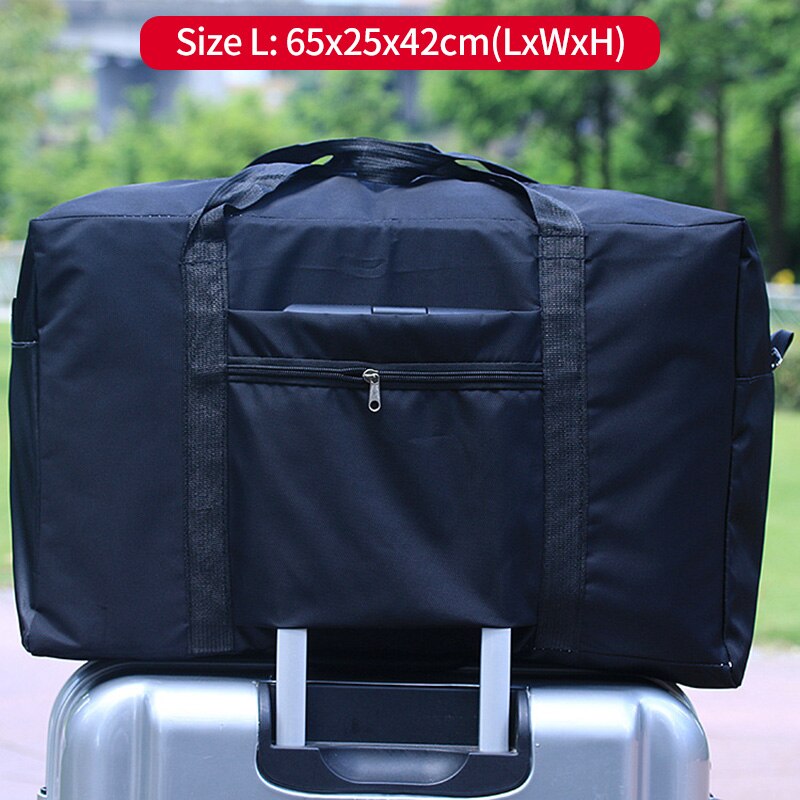 Bolsa de viaje de almacenamiento para hombre y mujer, bolso Oxford resistente al agua, bolsa de equipaje, adecuado para cubierta de carrito, XA584F: Soft Black L
