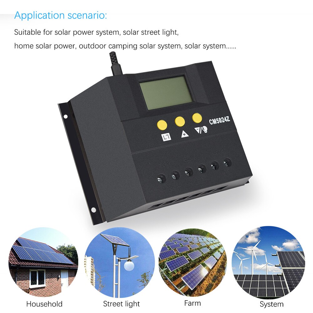 12V/24V 30A 40A 50A 60A Solar controller Auto Regulator Charger Controllers LCD Display Battery Charge PWM Charging for Lighting