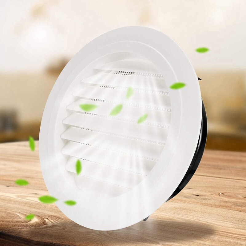 8 Inch Round Air Vent ABS Louver Grille Cover White Soffit Vent with Built-In Fly Screen Mesh for Bathroom Office Kitchen Ventil