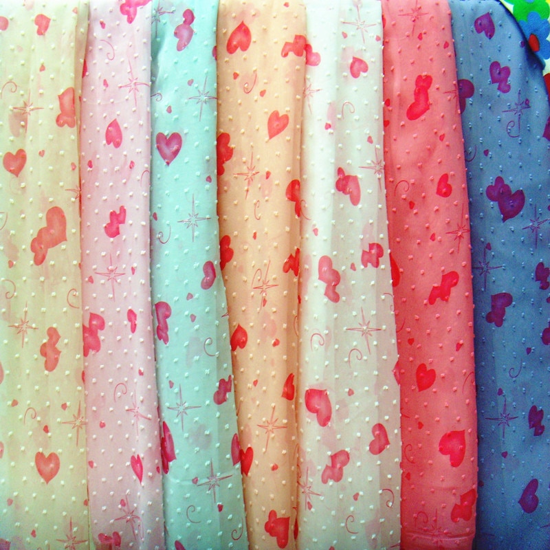 Tela de gasa con estampado de corazones y puntos suaves, materiales de malla de tul para vestidos, blusa de costura para mujer y ropa para niños DIY