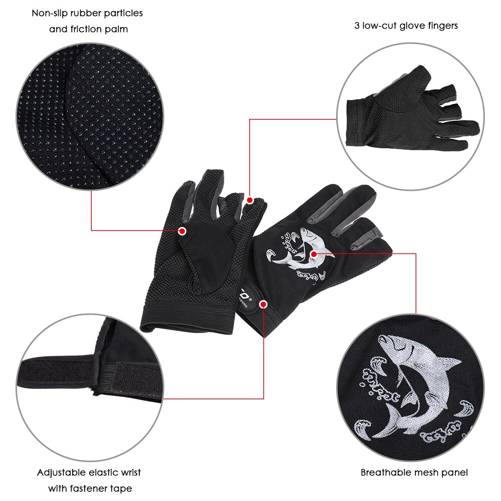 Guantes de pesca transpirables antideslizantes, de secado rápido, para deportes al aire libre, ciclismo, Camping y correr, 1 par de 3 guantes sin dedos