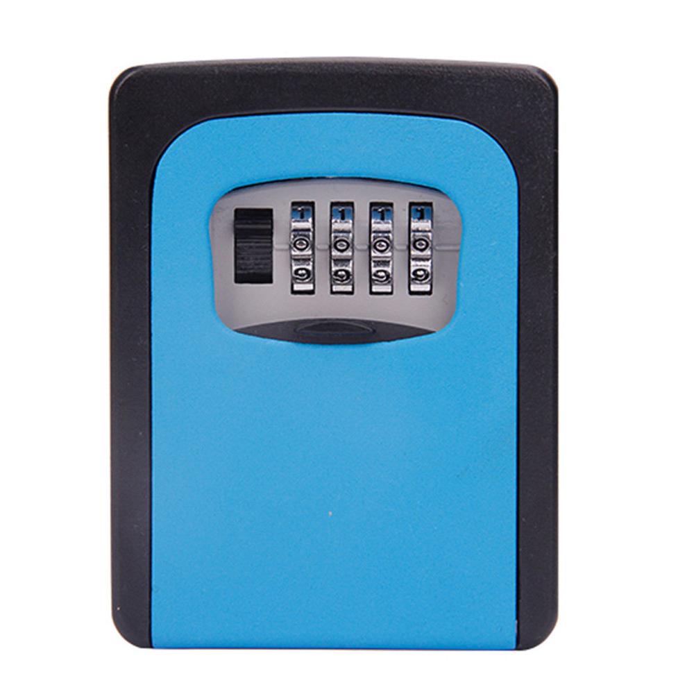 4 Digit Combination Password Safety Key Box Lock Padlock Organizer Wall Mounted: Blue