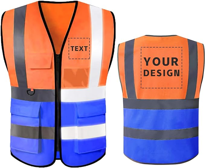 Custom Your Logo Reflective Safety Vest Construction Work Traffic Vest Railway Coal Miners Uniform Security ANSI Class 2
