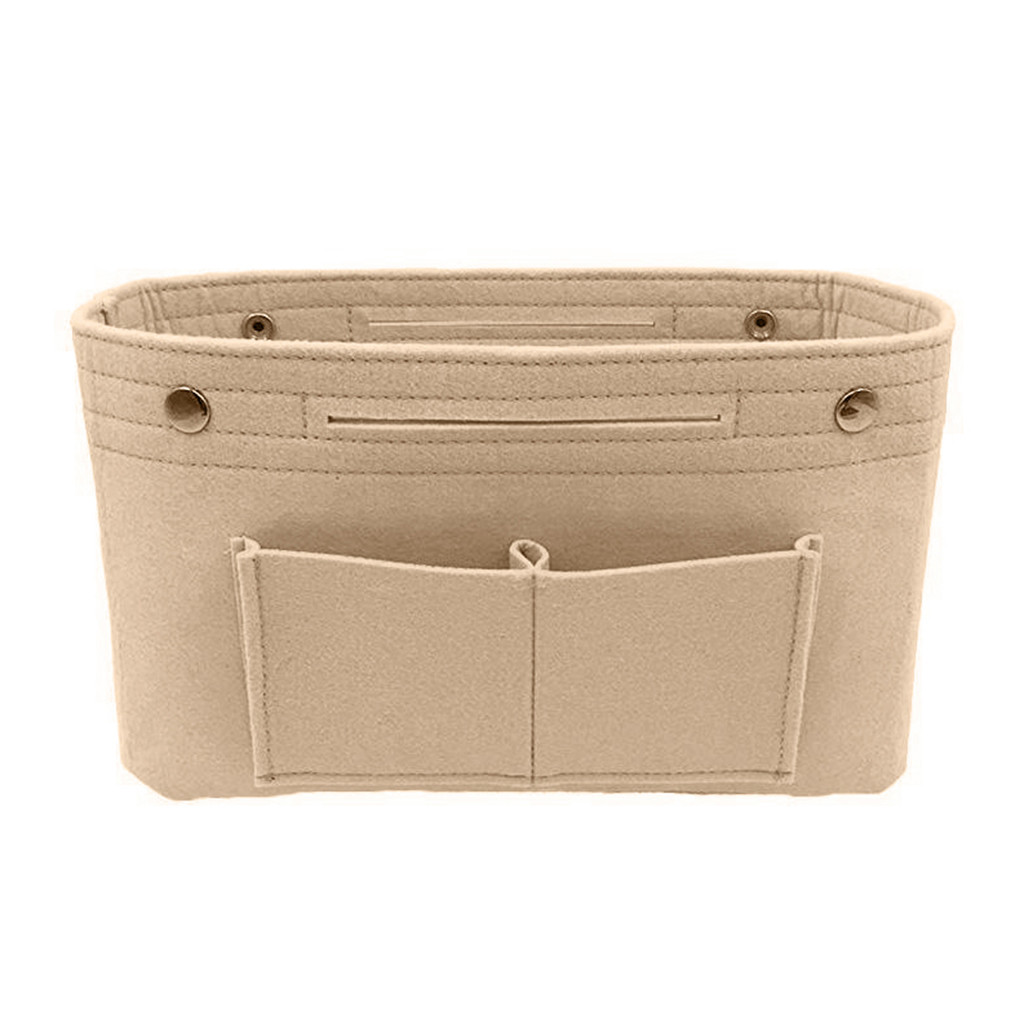 Vilt Cosmetische Tassen Voor Vrouwen Handtas Meisje Make-Up Borstel Organizer Bag Vrouwelijke Toiletartikelen Purse Insert Multipocket Tote Grote: Beige