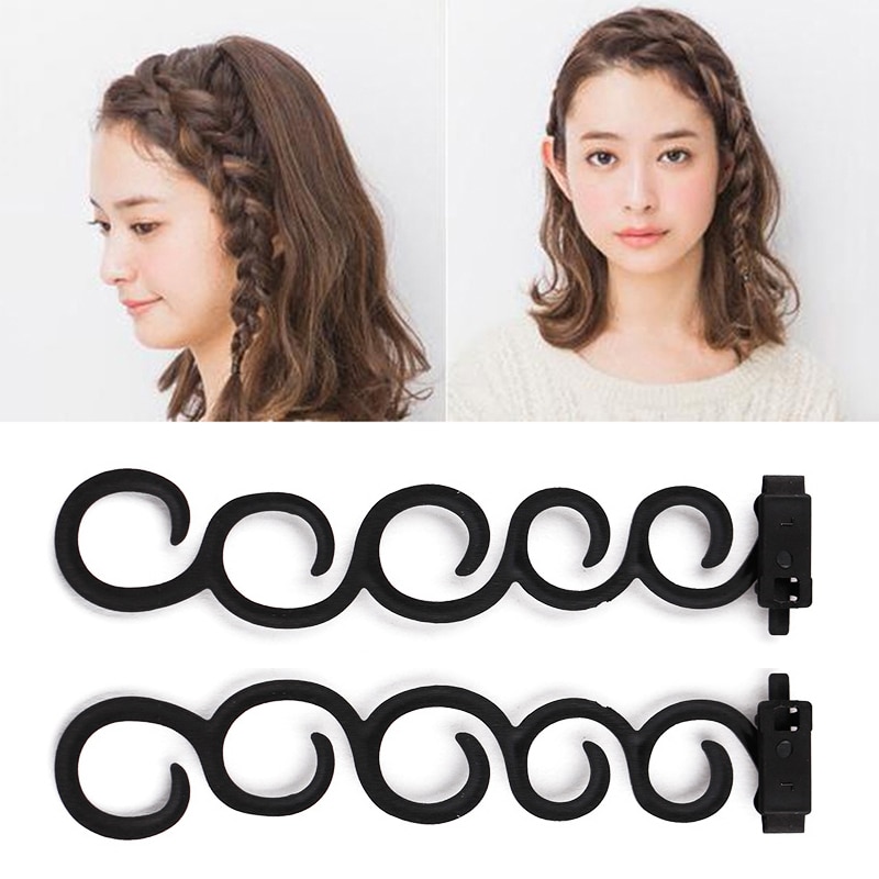 2pcs Black Hair Braiding Tool Hair Bun Maker Messy Bun Girls Women Hair Styling Tools Accessories Hair Styling Ponytail Creator