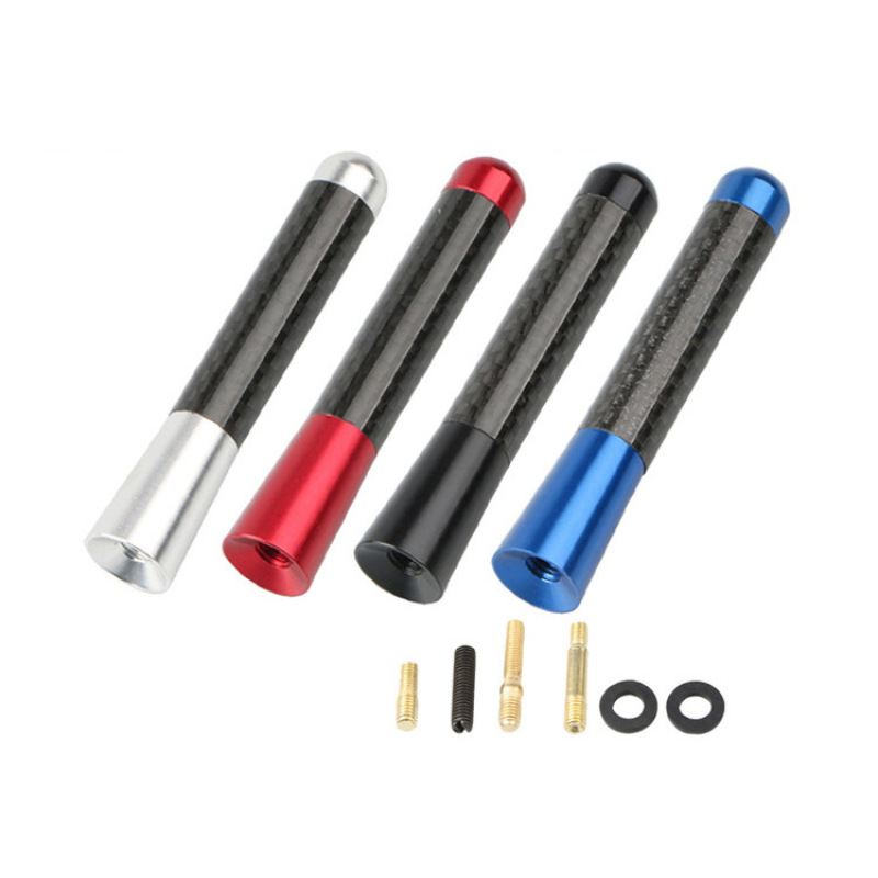 Car Roof Antenna Carbon Fiber 3.5/8/12cm Radio Aerial Antenna Radio FM/AM Metal Receiving Antennas Short Stubby Mast Antenna