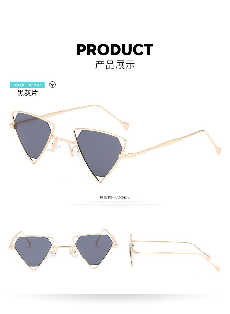 Style Punk Personality Triangle Sun Glasses Men's And Women's Sunglasses Metal Hollow Sunglasses UV400