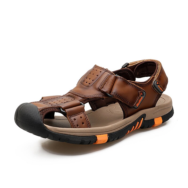 Confortable En Cuir Véritable Sandales Hommes Classique Doux Sandales Massage Respirant hommes Sandales Grande Taille 38 ~ 45