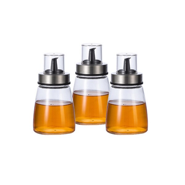 Conjunto de 3 frascos de vidrio para aceites líquidos, tarros de acero inoxidable para condimentos, especias, cocina, organización de condimentos, accesorios: B