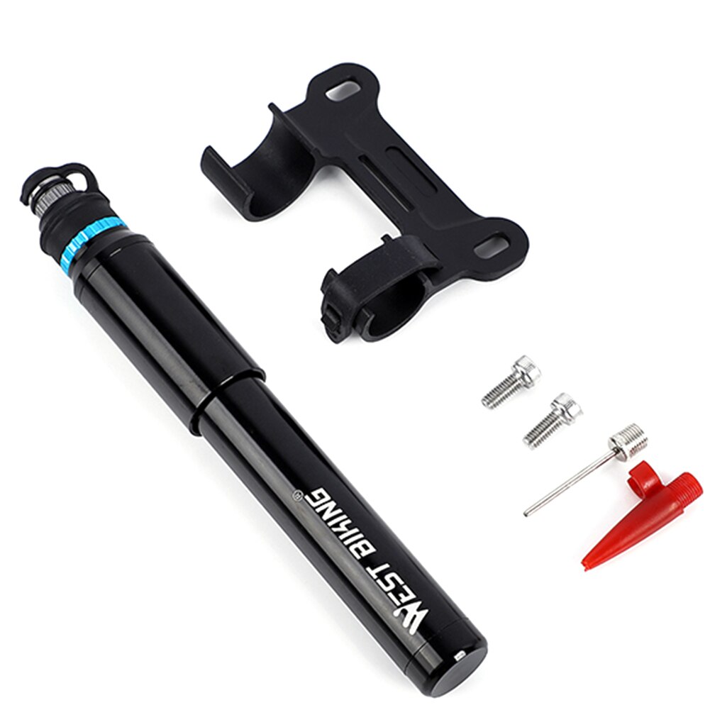 WEST BIKING Cycling Bike Bicycle Mini Pump Aluminum Alloy Portable Pressure Gauge Inflator Bike Tire Pump Presta Valve: black