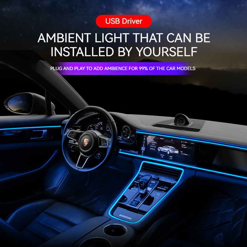 Luz LED de Color para Interior de coche, luz de ambiente frío, 3M, salpicadero, decorativo, neón, ambiental, piezas de automóviles