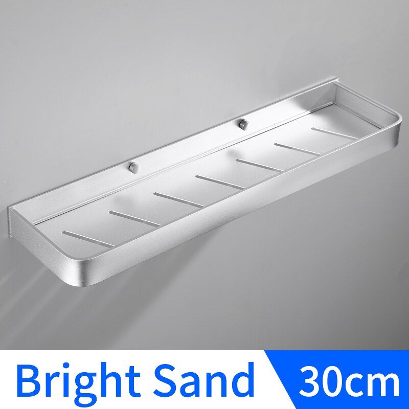 Badkamerplank, zwarte aluminium badkamerplanken, doucherek, zeephouder, shampoohouder, wandgemonteerd keukenrek, handdoekhouder: A-helder zand -30cm
