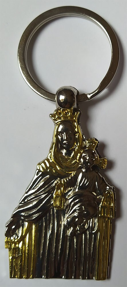 Llavero metal Virgen del Carmen bicolor 60x30mm , patrona popular , virgen del Carmelo