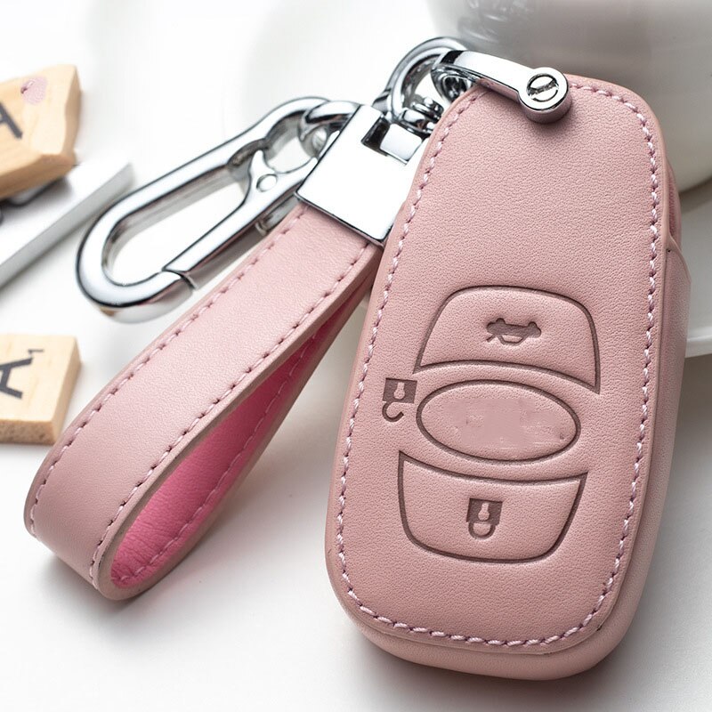 Leather Car Key Case Cover for Subaru BRZ Forester Legacy Outback WRX WRX STI Impreza XV Crosstrek Smart Remote Covers Key Bag