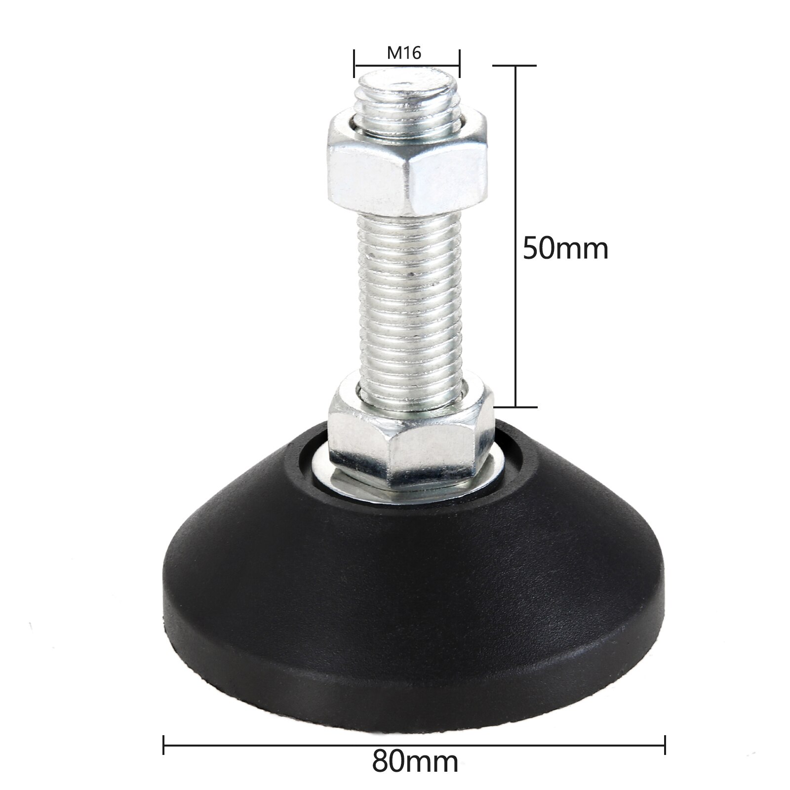 1/2pcs Adjustable Furniture Foot w/Thread Nylon Metal Glide Leveling Feet M8 M10 M12 M14 M16 Guard Pad Machine Equipment Support: 80XM16X50(DXMXH) 1pc