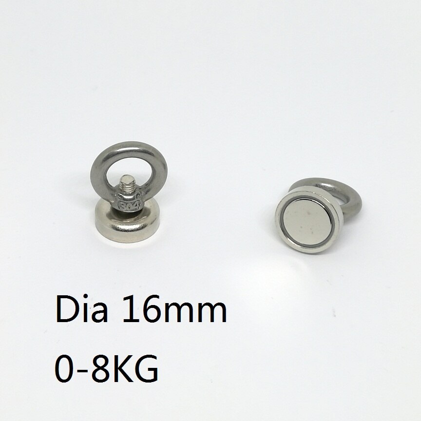 N42 Strong Neodymium Salvage Magnet Fishing Magnets With Stainless Steel Ring Eyebolt Magnetic Hook Holder Dia 16mm-60mm: Dia 16mm