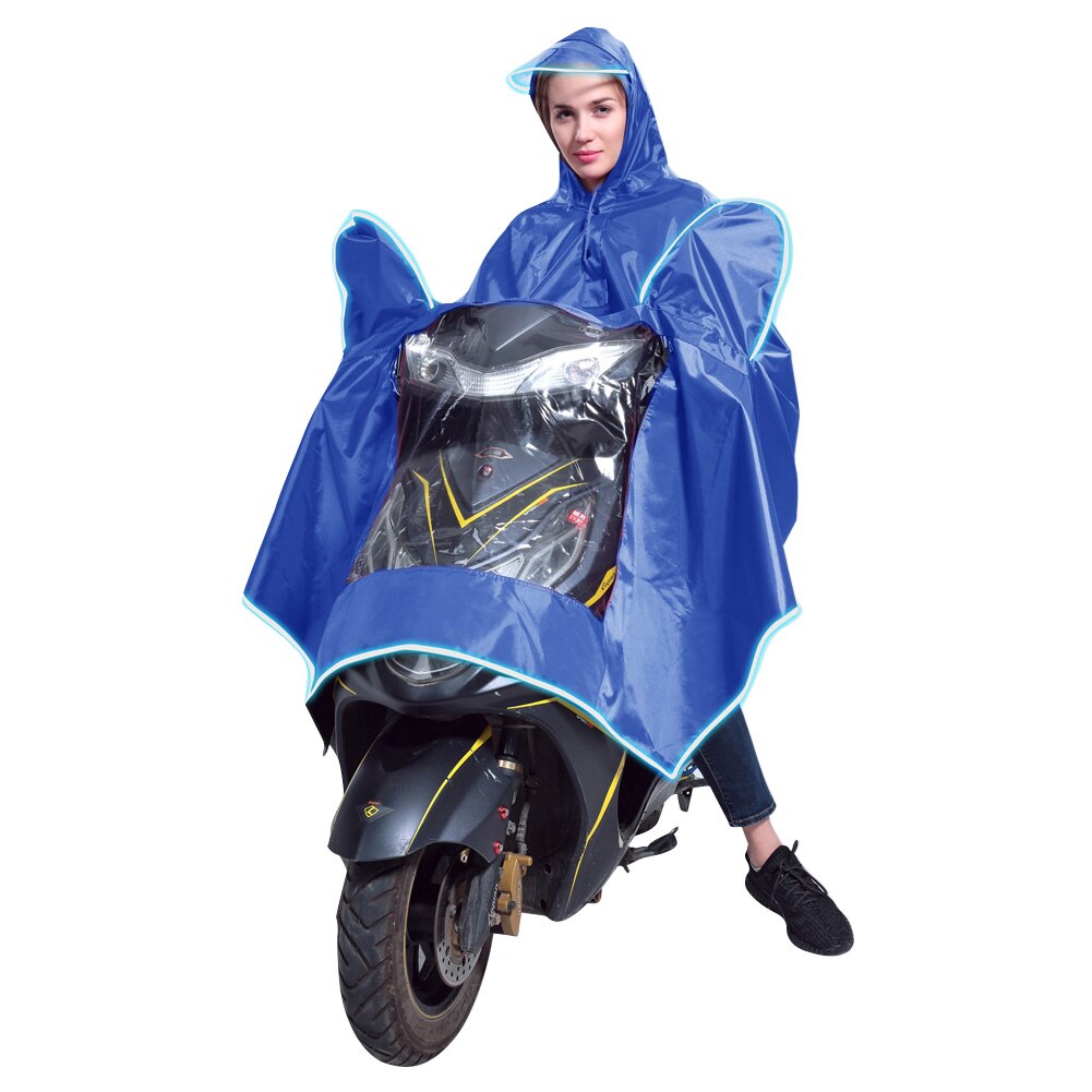 Waterpoof Poncho Rain Cape Safe Riding Universal Wide Hat Brim PVC Motorcycle Accessories With Reflective Strip