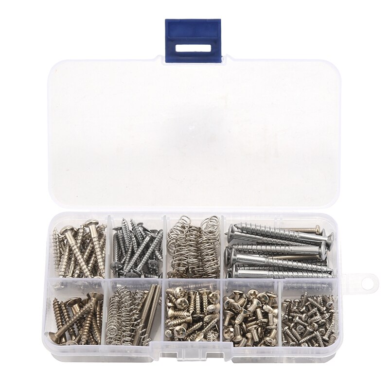 VGOL 50 stks Metrische Metalen Gitaar Brug Zadel Hoogte Aanpassing Schroeven Compatibel met Stratocaster/Telecaster met 1x Inbussleutel Zilver, M3x6mm