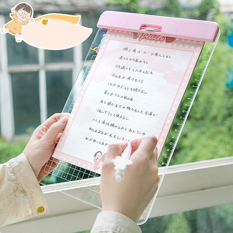 30*21cm Cartoons Series Writing Board Clip Stationery A4 Paper Acrylic Pad Splint Transparent daisy Clipboard School Supplies
