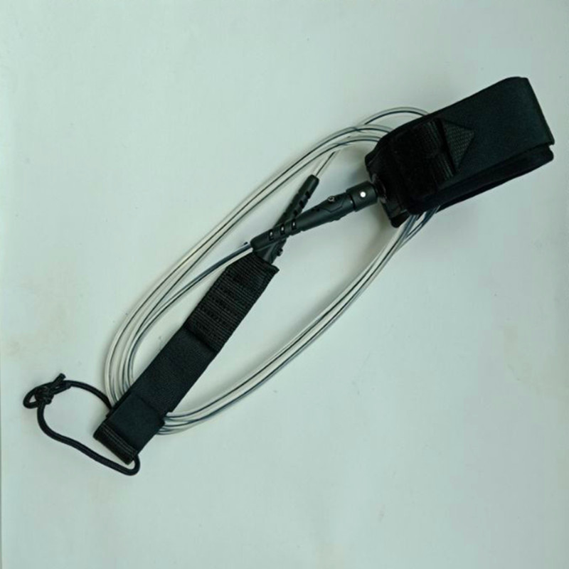 SRFDA surfboard leash 6feet5.5mm Double swviels straight leash with Polyurethane TPU Nylon Stainless steel surf leash: Black core transpare