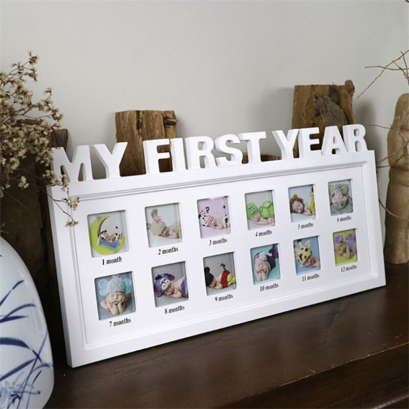 Baby Diy Fotolijst 1-12 Maanden Gedenkteken Groeiende Fotolijst Mijn Eerste Jaar Kids Verjaardag Kamer Muur Opknoping decoraties