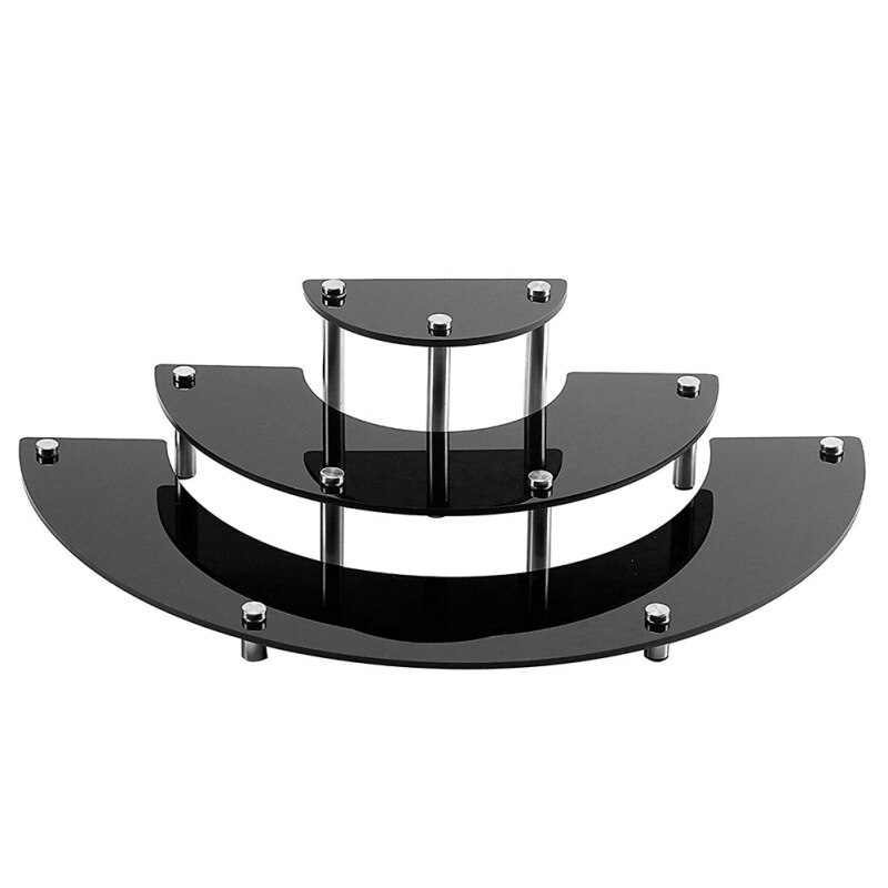 3-Tier Black Acrylic Rectangular Serving Platter Wedding Display Stand For Cupcakes And Cosmetic Items Display Stand Rack: C
