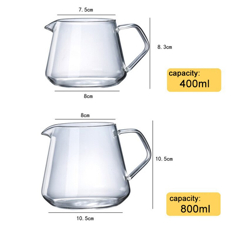 400ml-600ml glas kaffe dela potten kaffeserver häll ut karaff hembryggningskopp handgjord kaffebryggare isdryppkokare #2