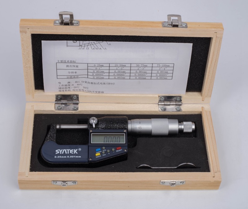 Merkki 0.001mm elektroninen ulkomikrometri 0-25mm digitaalinen mikrometri paksuusmittari mittari mikrometri kovametalli kärki mittaustyökalut