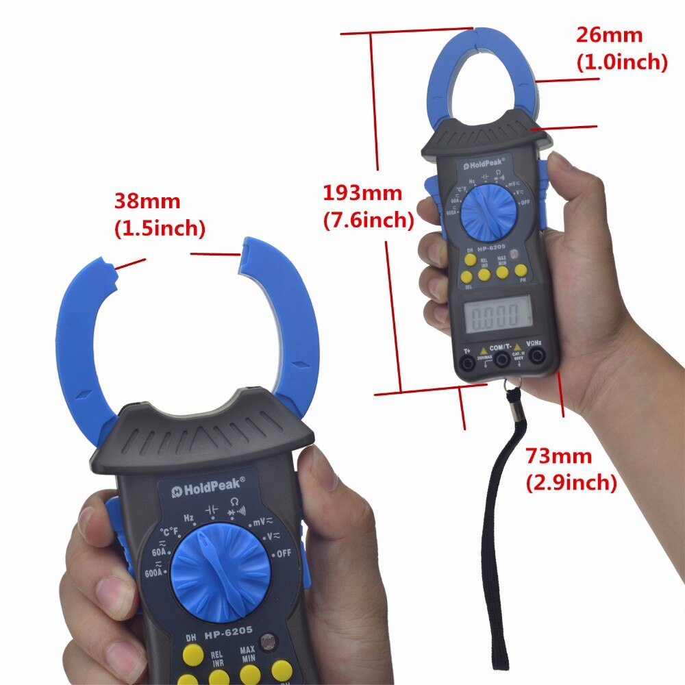 Digital Clamp Meter AC DC Current Voltmeter Ohm 6000 Auto Range Mini Electronic meter,HoldPeak HP-6205