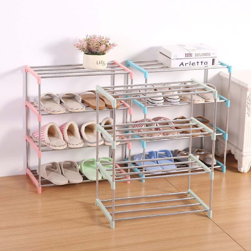 Simple Multi Layer Shoe Rack Stainless Steel Easy Assemble Storage Shoe Cabinet Shoe Rack Hanger Home Organizer Accessories