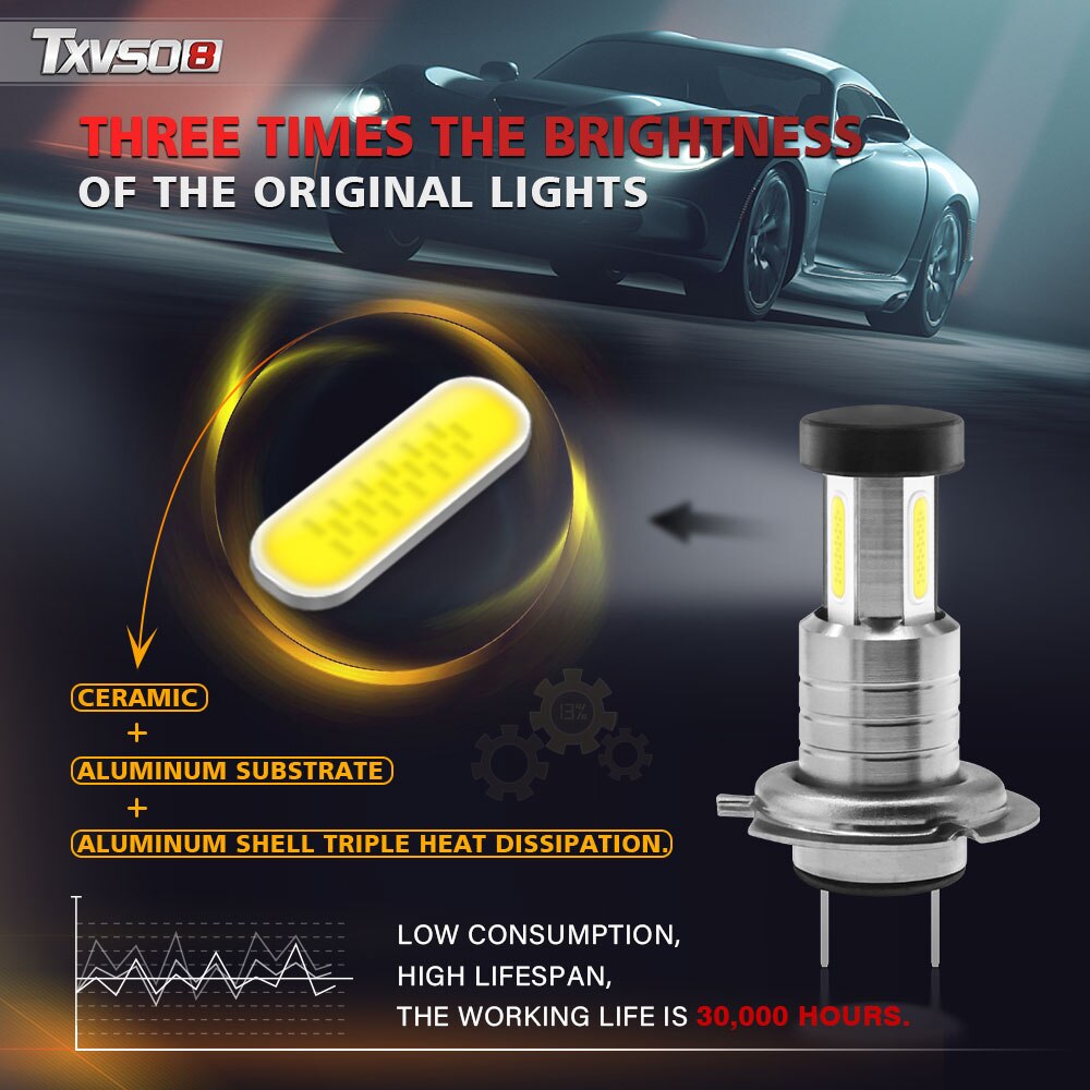 TXVSO8 Led H7 phare 6000K lumière blanche lampe universelle COB Mini ampoules de voiture 110 w/ensemble 26000LM Focos Led automobiles