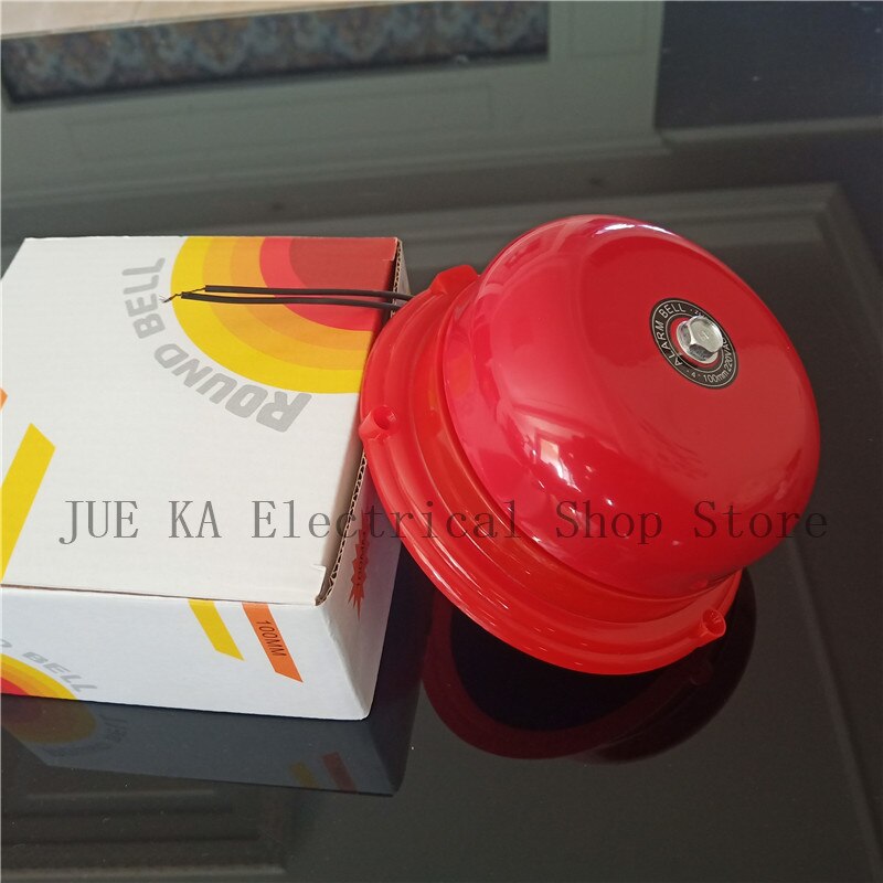 AC 220V 100mm 4 inch Dia Schools Fire Alarm Round Shape Electric Bell Red