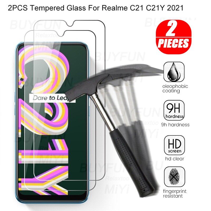 2 stück schutzglas für realme realmy  c21 c21y c 21 y 21y 6.5 & #39 ;& #39 ; 9h displayschutzfolien sicherheitsfolie realmi  c21y glasschutzabdeckung