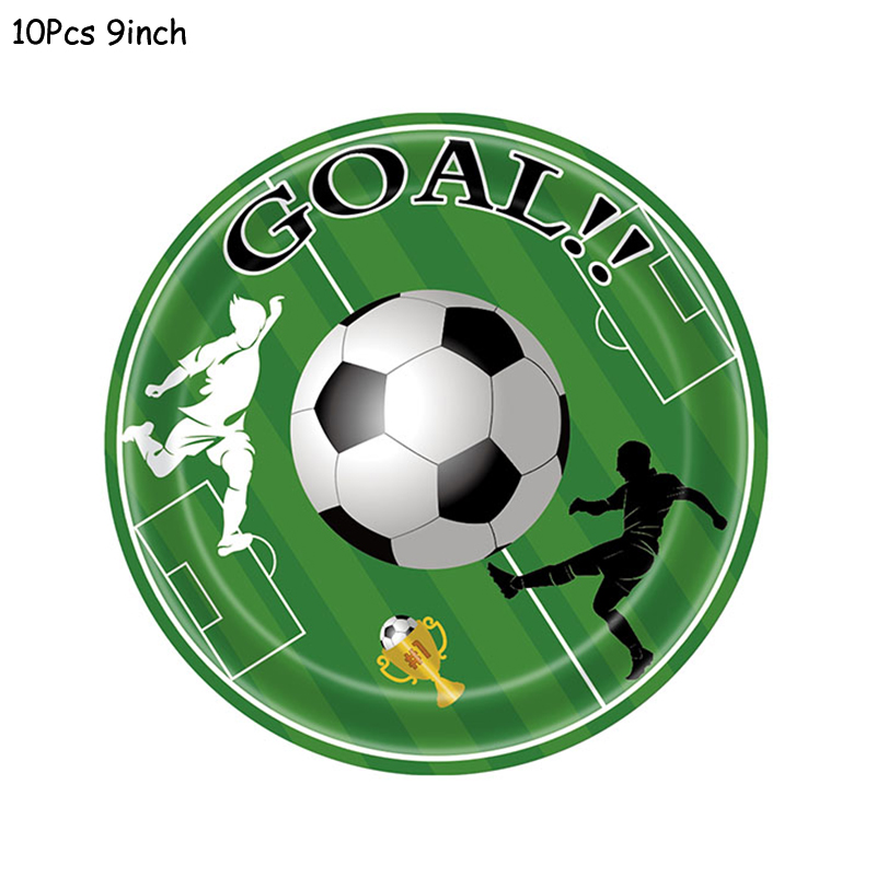 Football Theme Party Disposable Tableware Banner Balloons Soccer Goal Cup Plate for Kids Boy Birthday Party Decoration Supplies: Olive