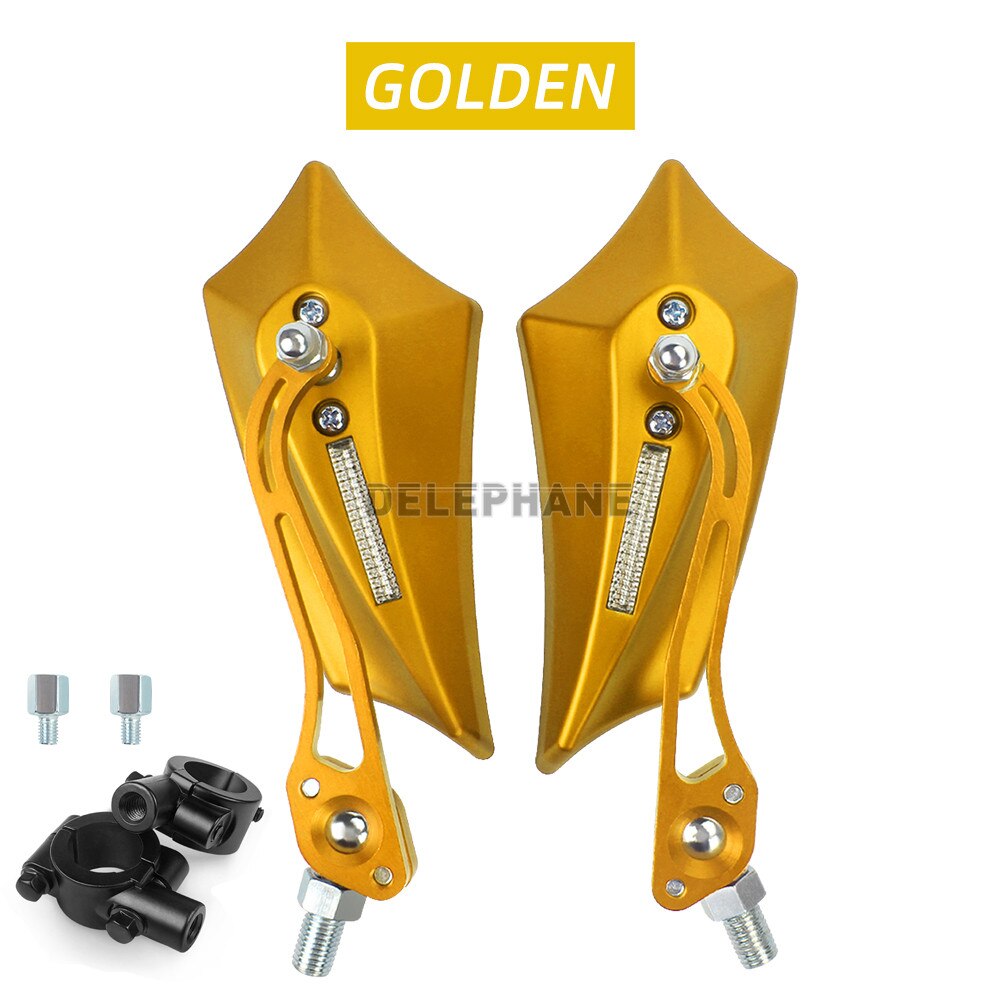 Bicycle Rearview Mirrors with 10mm Adaptor 7/8&quot; Handlebar Side Mirrors for Mountain Bike Electric Bicycle Dirt Bike Scooter Moto: Golden