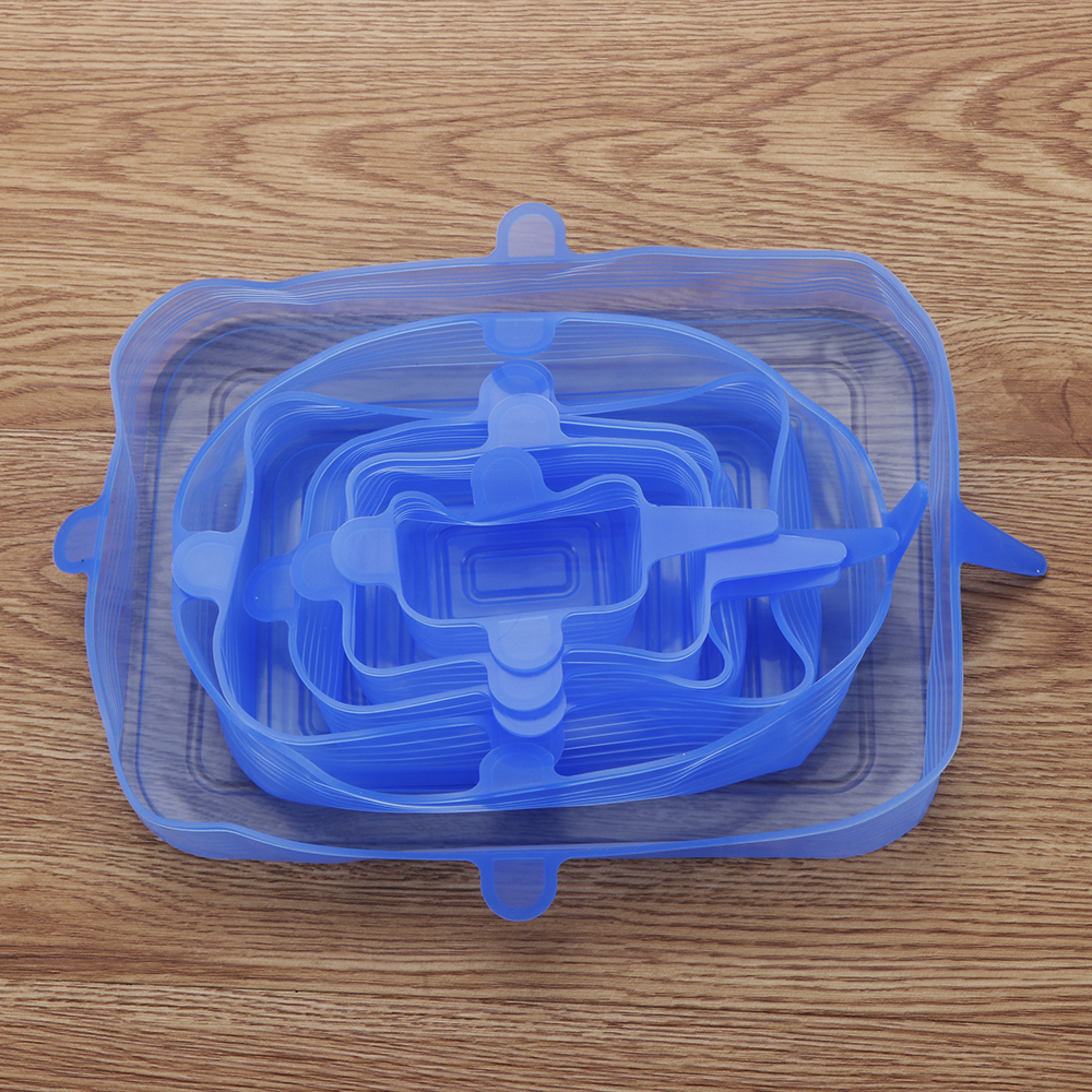 Cubierta de silicona de 6 uds, tapas elásticas, cubiertas herméticas reutilizables para envolver alimentos, cubiertas para mantener el bol sellado fresco, cubiertas elásticas para envolver, utensilios de cocina