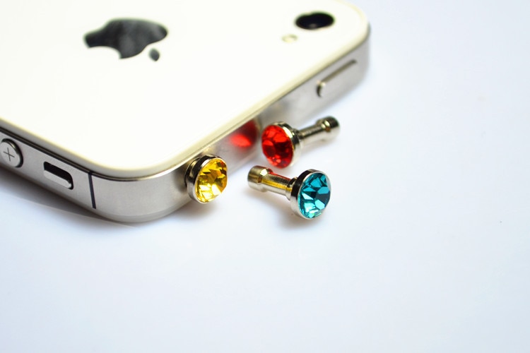 Shining Kleurrijke Diamond 3.5 Mm Koptelefoon Plug Koptelefoon Gat Stof-plug Universele Mobiele Telefoon Oortelefoon voor Iphone Huawei