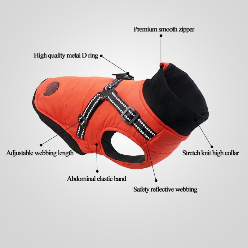 Autumn Winter Pet Cotton Vest Chest and Back Thickened Dog Coat High Collar Protection Pet Neck