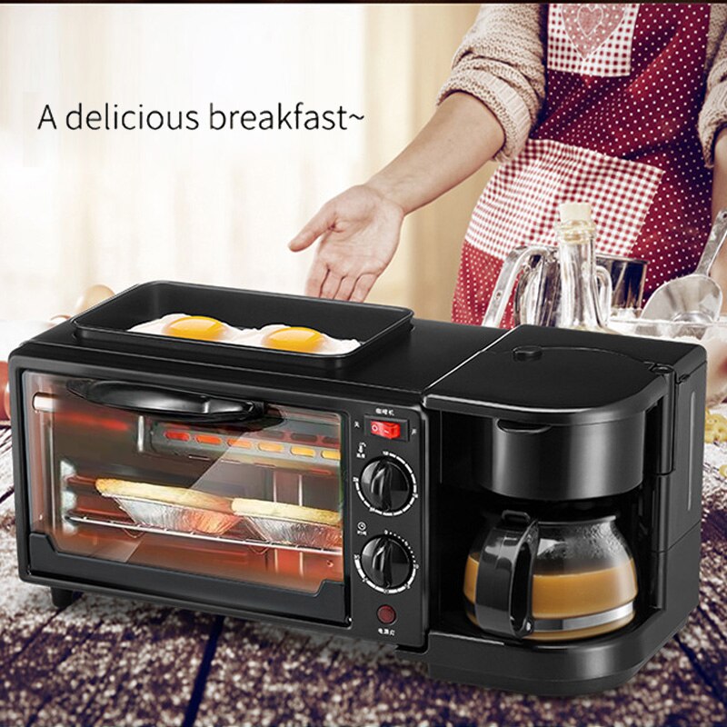 Electric Oven Toaster Breakfast Machine 1050W 50HZ 3 in 1 Practical Multi-Function Convenient Home Bakingtool Breadgrillmachine
