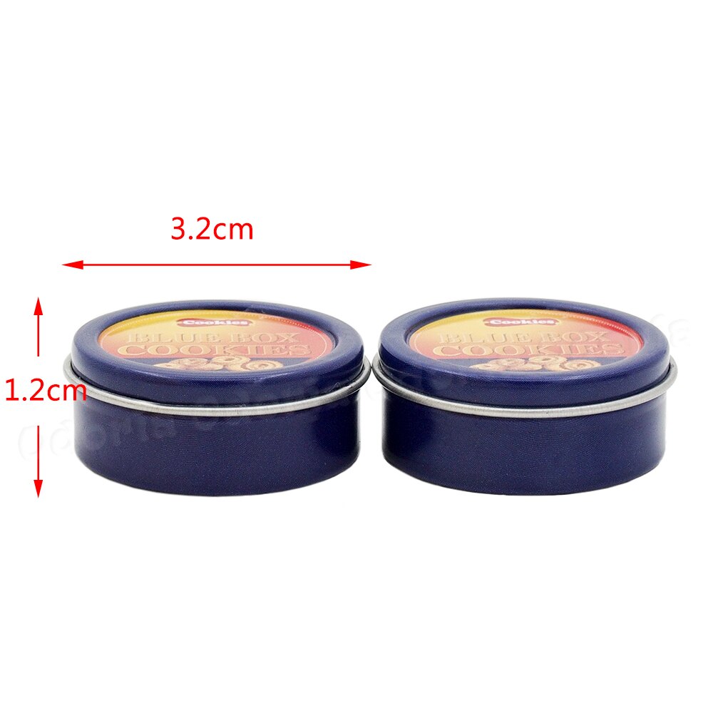 Odoria 1:6 Miniature 2PCS Blue Cookies Boxes Metal Biscuit Food Dollhouse Kitchen Accessories