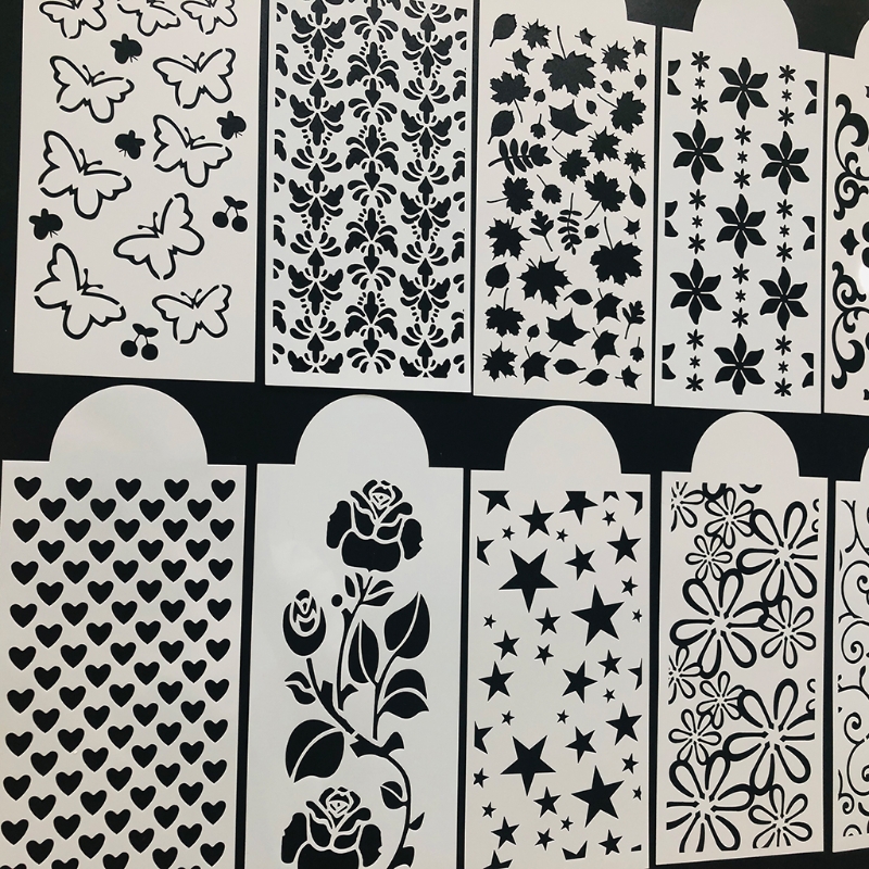12pcs DIY Star Heart Drawing Stencils Templates Embossing Paper Card Painting Scrapbooking Stamp Album Decor B03E