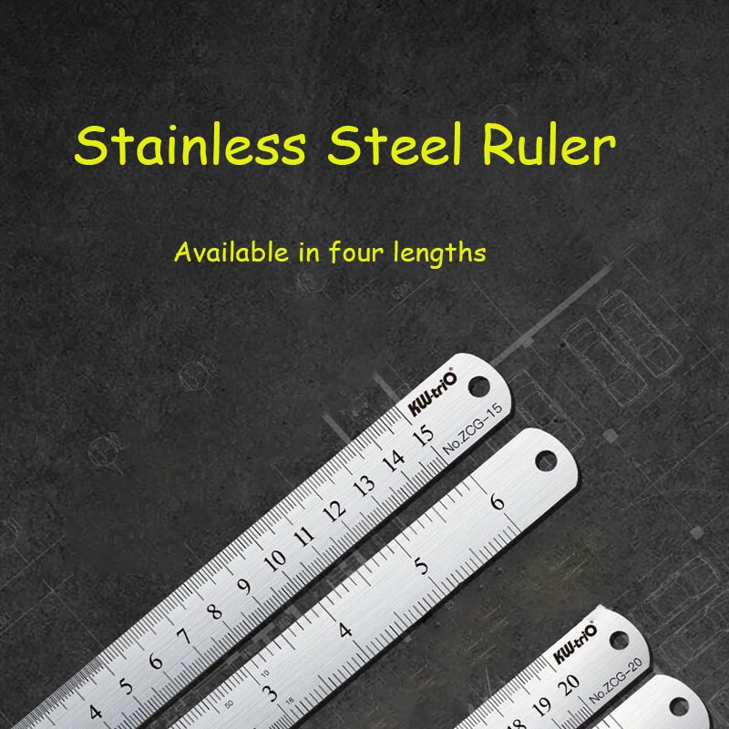 Four Length Specifications Scale Clear Stainless Steel Ruler Does Not Rust Double-sided Scale Office Stationery School Supplies